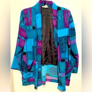 Vintage Women’s Oversized Blazer Coat Jacket Blue/Purple